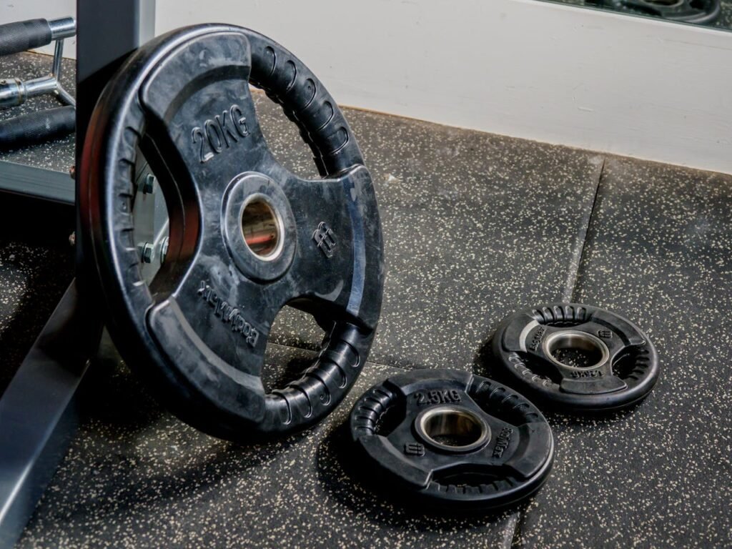 Weight plates on the floor