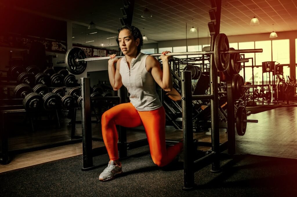 A girl doing squats